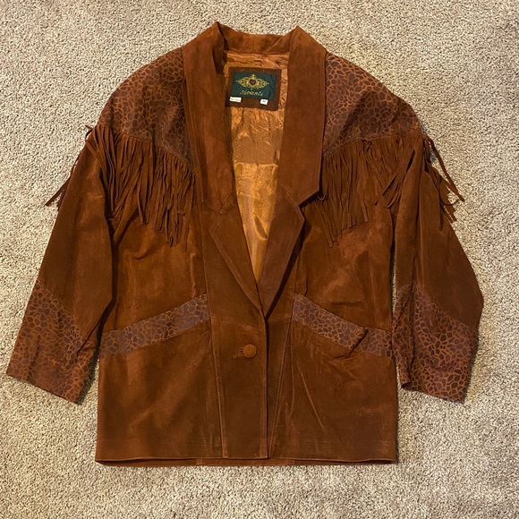 Avanti Jackets & Blazers - Avanti Brown Suede Fringe Blazer